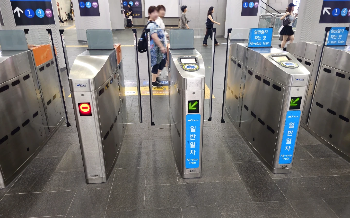 AREX all-stop train gates and fare readers at Incheon Airport Railroad